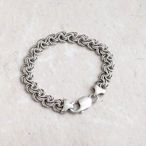 Sterling Silver Rosetta Chain Link Bracelet 6.5" Italy